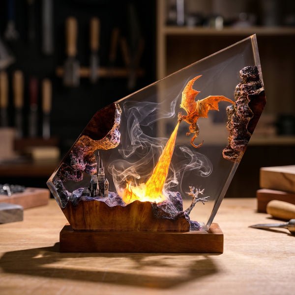 Fire Dragon Resin Lamps