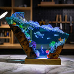 Sea Turtle and Scuba Diver Coral Reef Resin Lamp
