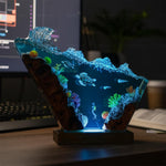 Sea Turtle and Scuba Diver Coral Reef Resin Lamp